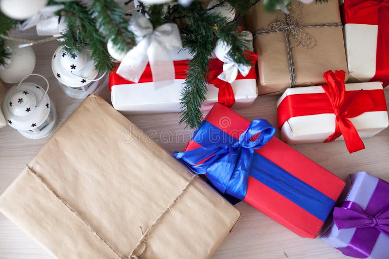 Christmas Tree Lots of Gifts the New Year Decor Stock Photo Image of
