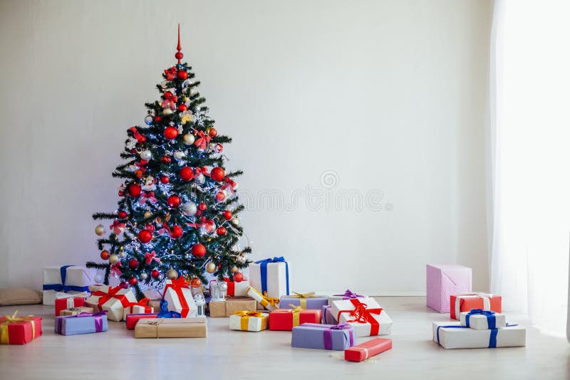 Christmas Tree Lots of Gifts the New Year Decor Stock Image Image of party, happy 163091667