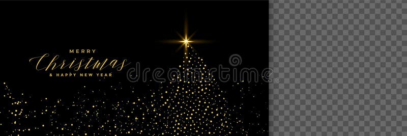 Christmas Tree Made with Sparkles Black Banner Stock Vector ...