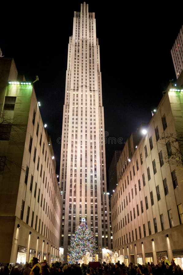 Christmas Tree in Manhattan Editorial Stock Image Image of america