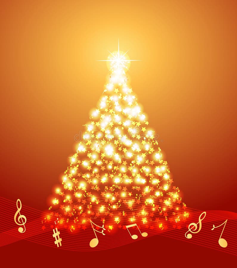 Sfondi Natalizi Con Musica.Christmas Tree Made From Stars And Music Notes Stock Vector Illustration Of Metaphor Holiday 16857003