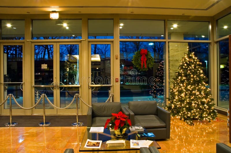 Christmas Tree in Office Lobby Stock Photo Image of office, christmas