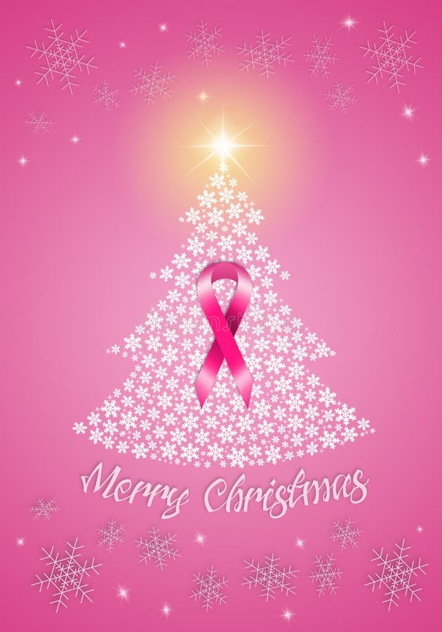 Download Christmas Tree With Pink Ribbon Stock Illustration - Image ...
