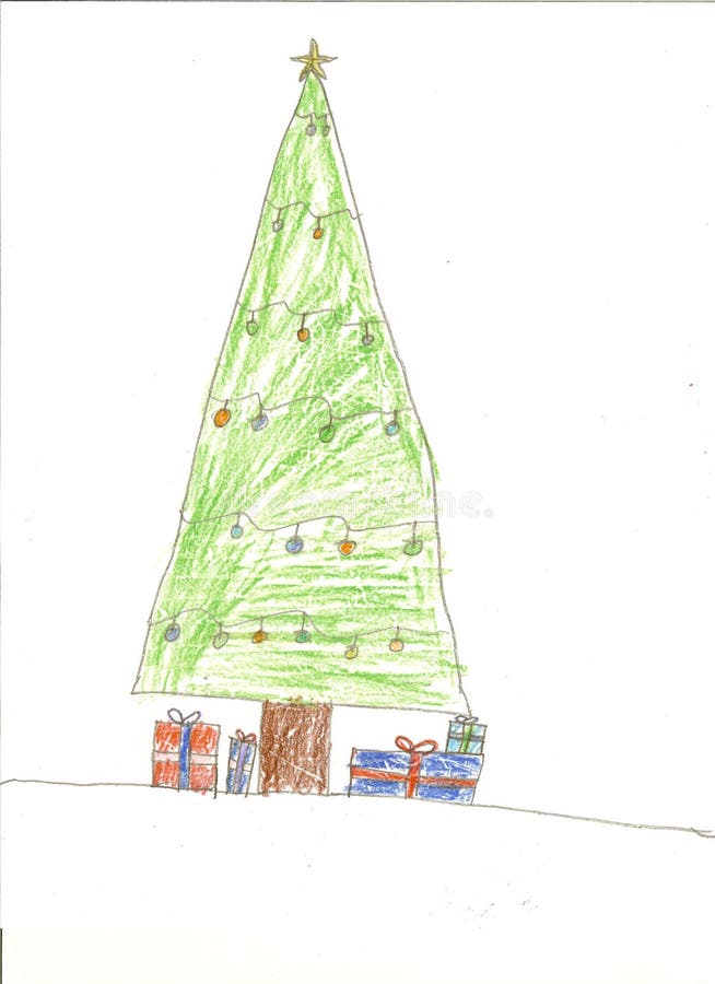 Christmas Tree and Presents Drawing Stock Illustration Illustration