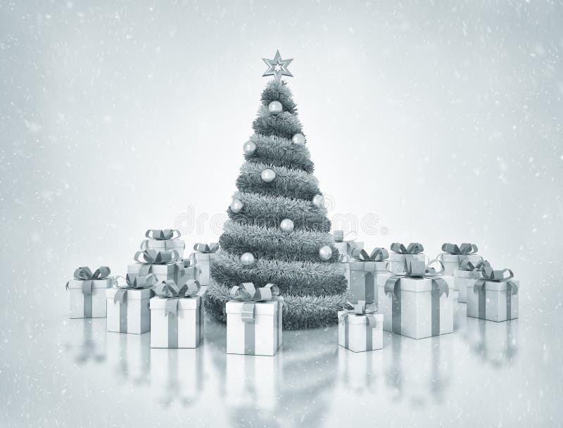 Christmas tree and presents stock illustration