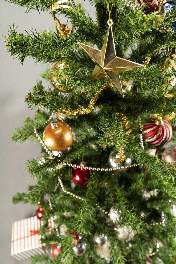 Christmas Tree with Presents Underneath. Stock Photo Image of