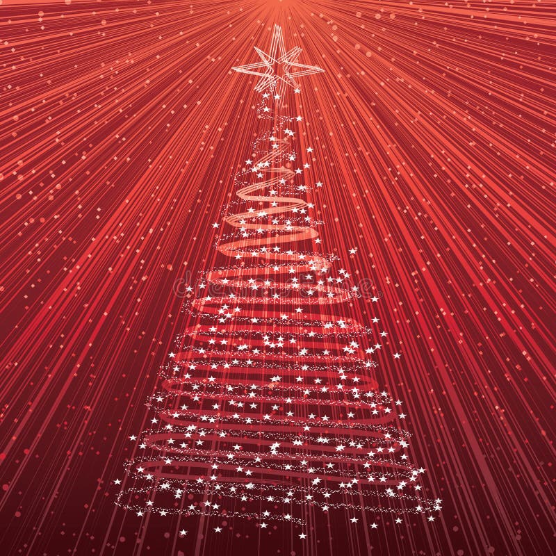 Christmas Tree on Red Background Stock Vector Illustration of nature