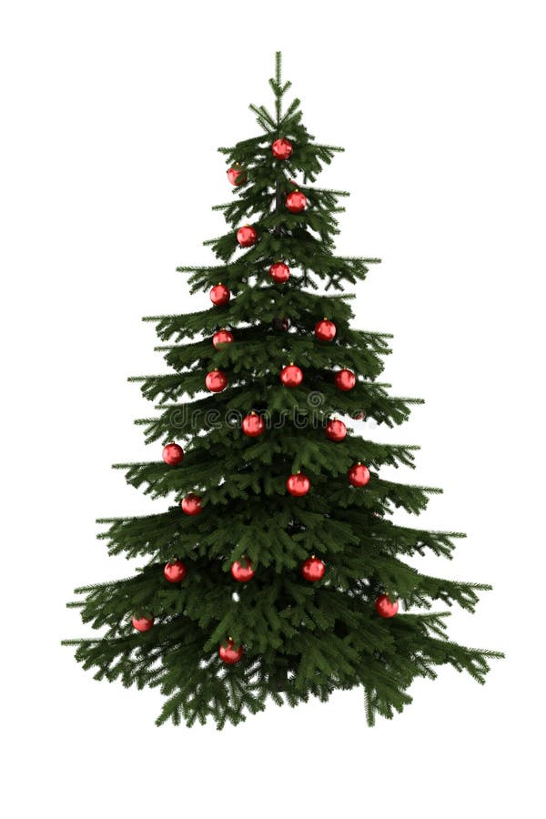 Decorative Christmas Tree With Red Balls And Red Beads Isolated On White  Stock Photo - Download Image Now - iStock