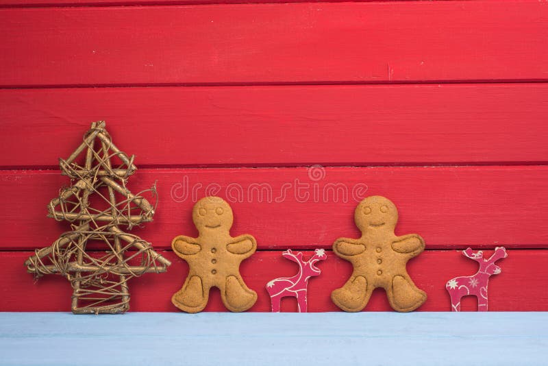 Christmas tree reindeer and gingerbread man background