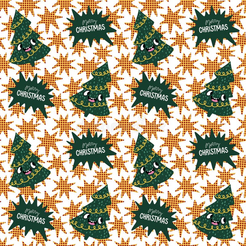 Christmas tree seamless new year pattern for wrapping paper and fabrics royalty free stock images