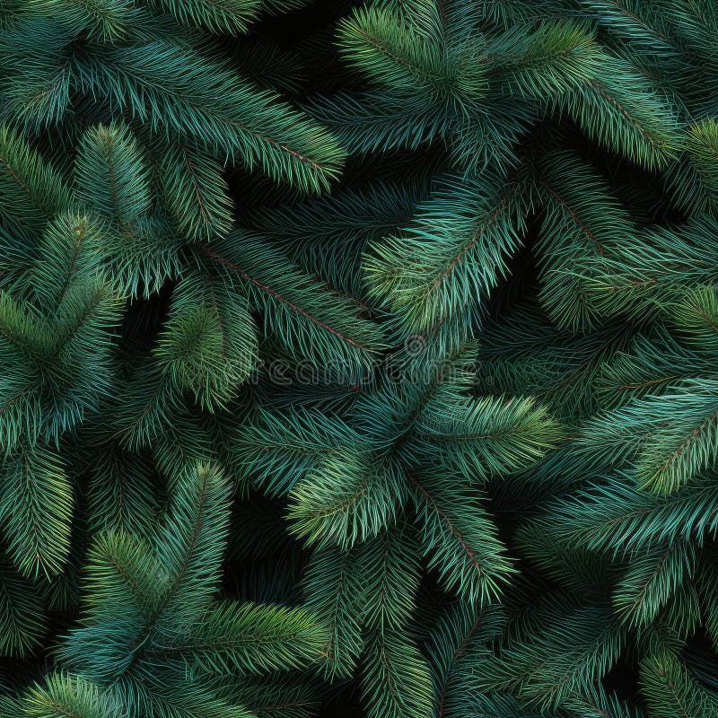 Christmas Tree Seamless Pattern, Natural Colorado Blue Spruce Twigs, Lush Coniferous Pattern, Generative AI Illustration AI generated. Christmas Tree Seamless Pattern, Natural Colorado Blue Spruce Twigs, Lush Coniferous Pattern, Generative AI Illustration AI generated