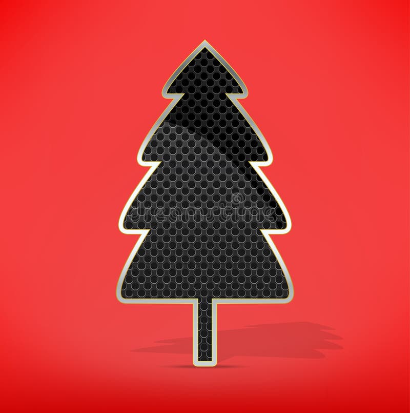 Gold Christmas Tree On Red And Green Background With Shadow For ...