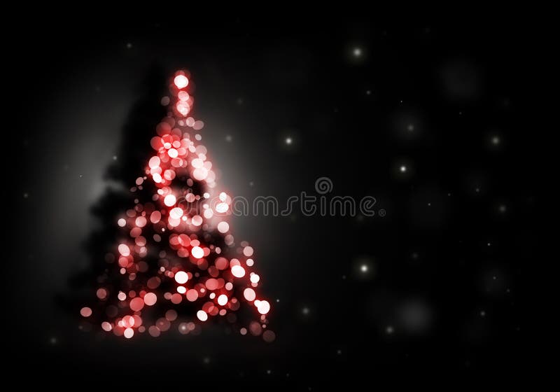 Christmas tree shining on black