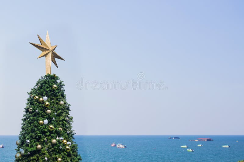 Christmas Tree by the Shore Stock Image Image of holiday, boat 105872847