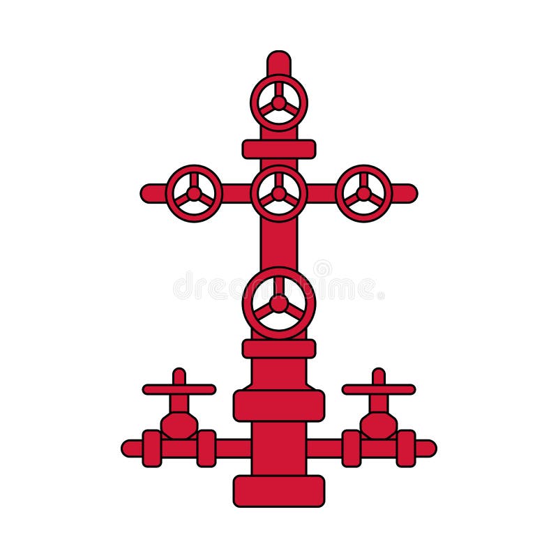 Christmas Tree Sign For Oil And Gas Wells; Black Flat Vector Wellhead Icon Isolated For ...