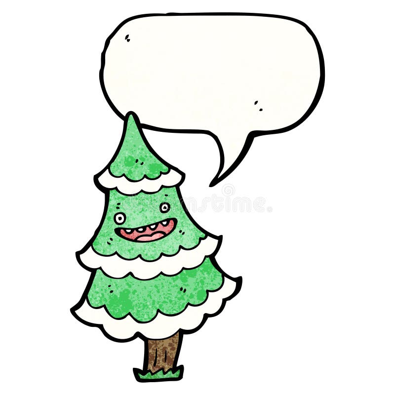 christmas tree with speech bubble cartoon