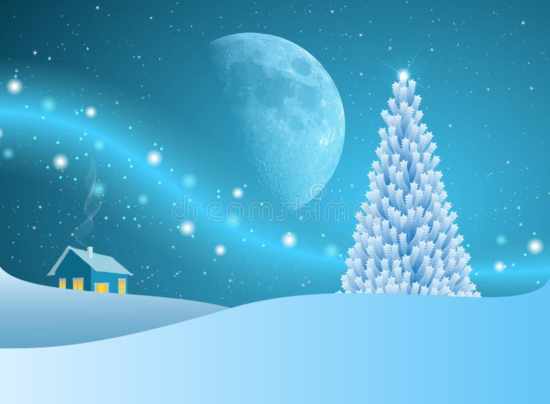 Christmas Tree of Stars with Blue Moon Stock Vector Illustration of nature, holiday 28181160