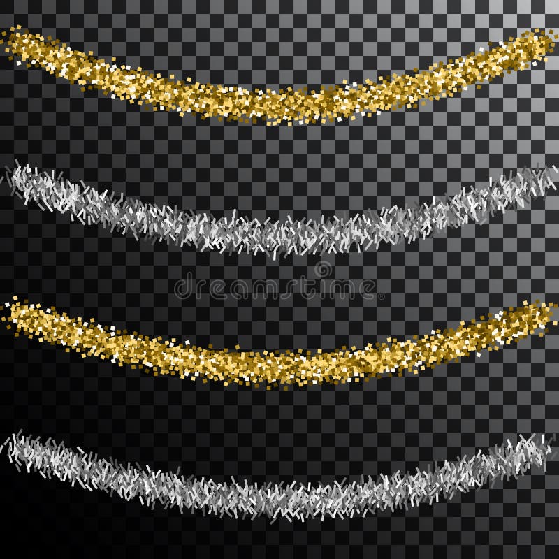 Christmas tree tinsel. Gold and silver decoration