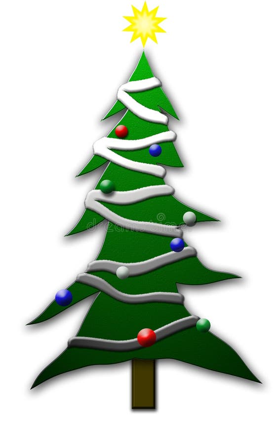 Christmas Tree drawn cartoon-style, with star and decorations. Christmas Tree drawn cartoon-style, with star and decorations