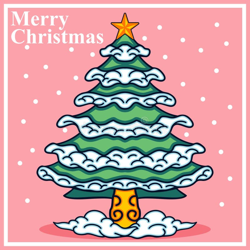 Christmas Tree Vector Background with Pink Colour Stock Illustration