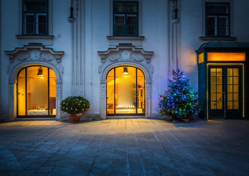 Christmas tree in Vienna stock photo. Image of blue, europe 46624362
