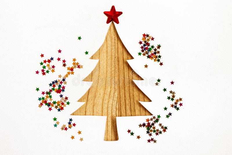 Handmade Christmas Tree Cut Out from Paper Stock Image - Image of gift ...