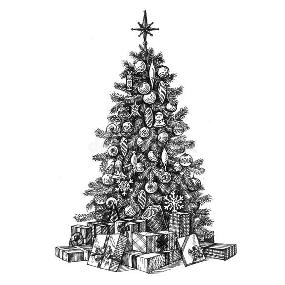 Christmas Tree Sketch Stock Illustrations – 52,394 Christmas Tree ...