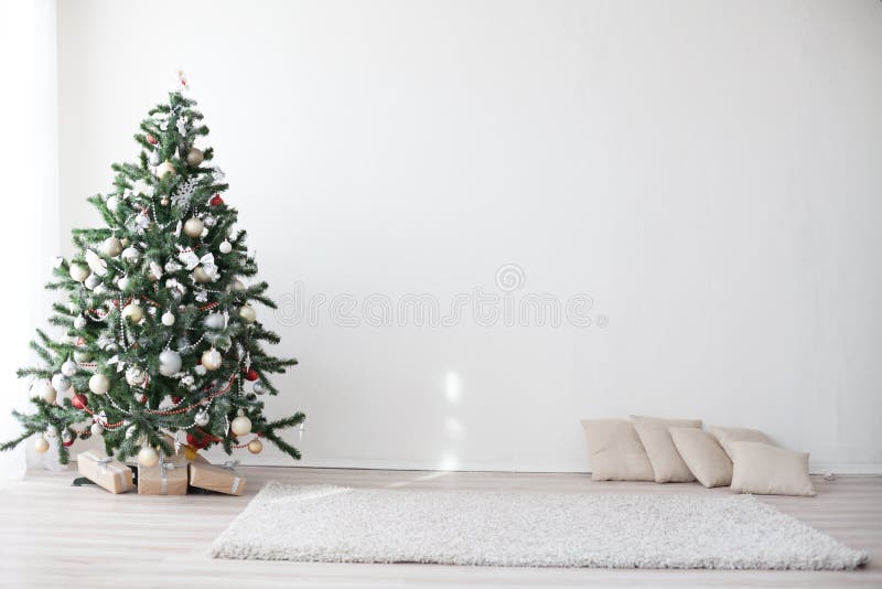 Christmas tree in the white room new year