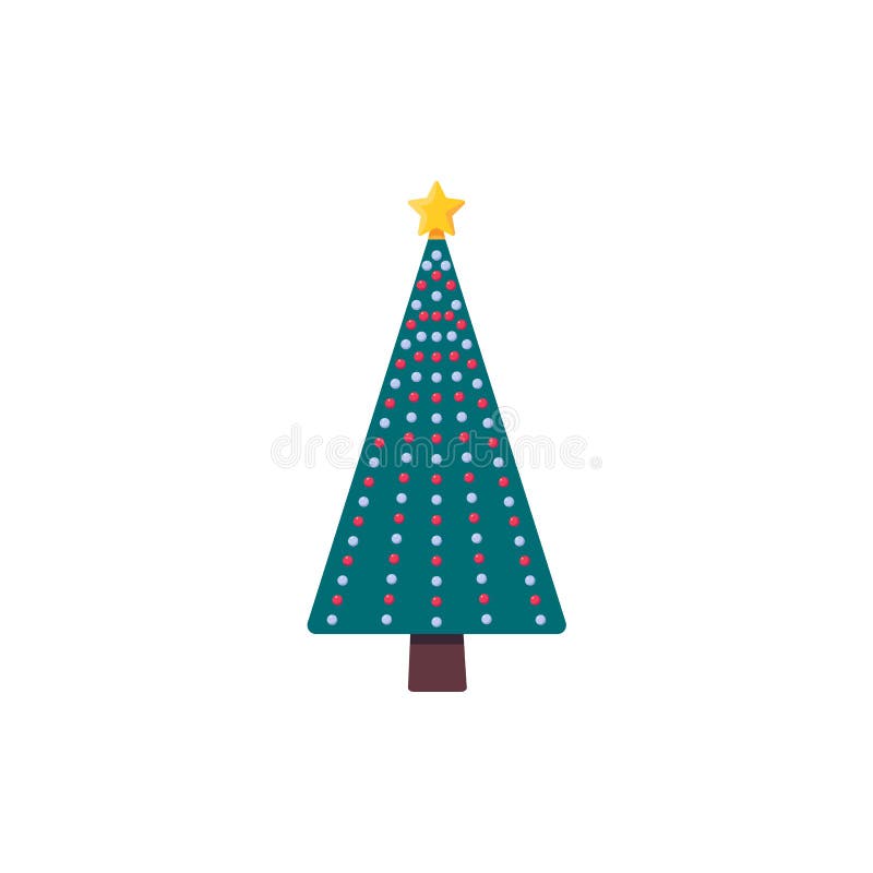 Christmas Tree Icon Vector, Decorated Conifer Filled Flat Sign, Stock ...