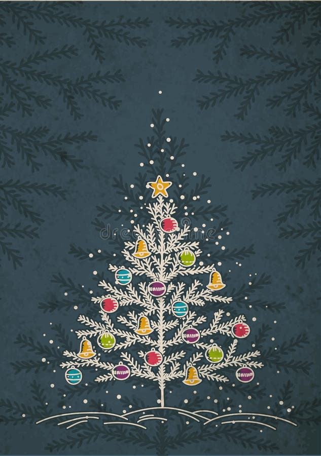 Christmas trees on color dark background, vector