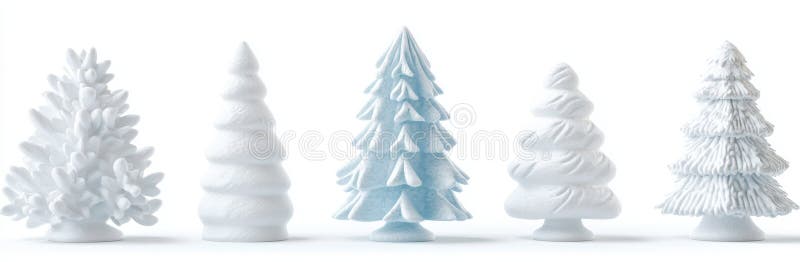 Christmas trees are depicted in isolation on snow, with the scene presented on a transparent background and generated using 3D vector illustration