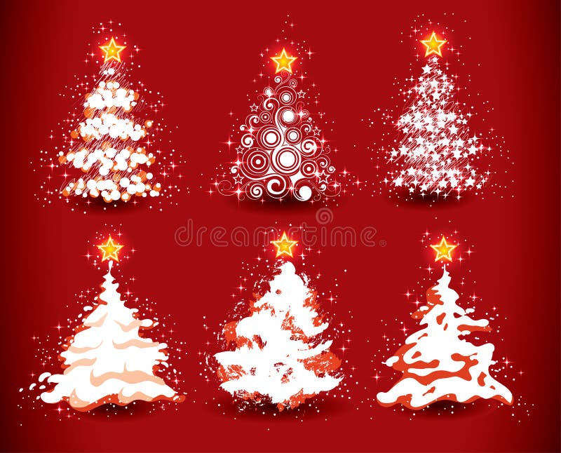 Christmas trees on red