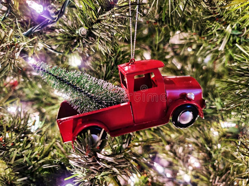 Christmas truck ornament stock image. Image of lighting - 222233109