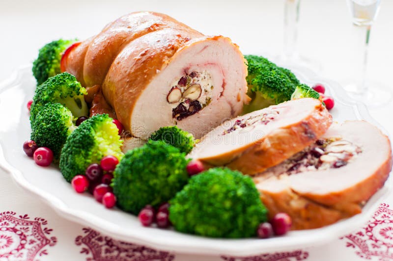 Christmas Turkey Breast Roll Stock Photo Image of cream, dinner 63092348