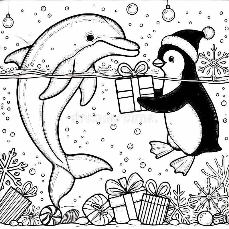 Christmas-utbyte under vatten : en sida med färgsfärg. vektor illustrationer