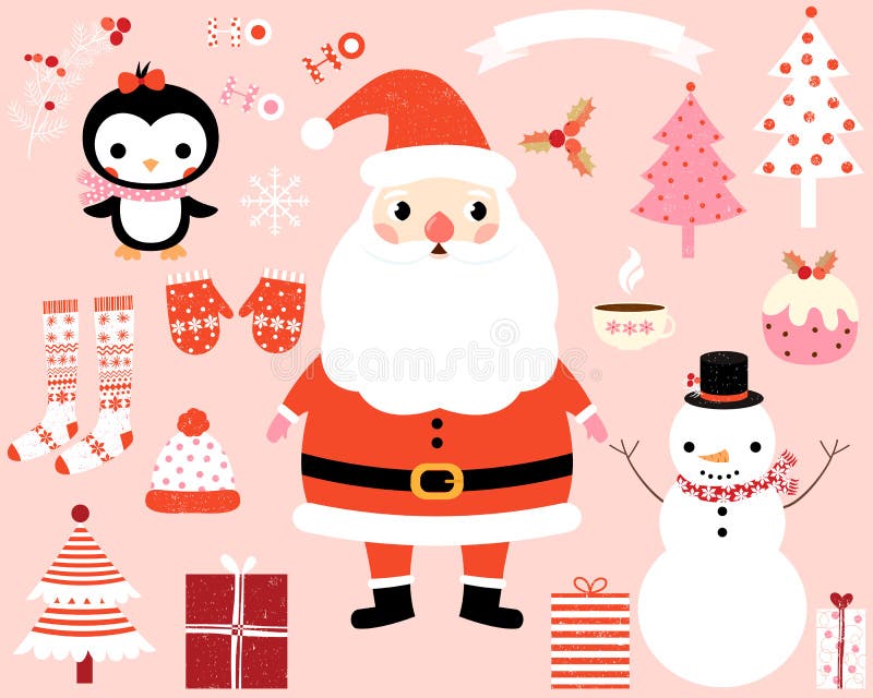 Christmas vector characters and design elements set