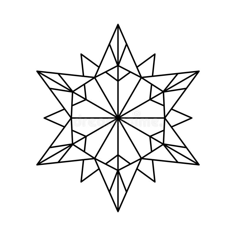 Christmas vetor snowflake origami star bethlehem isolerad på vit bakgrund. snöikon för geometrisk linje. xmas-design royaltyfri illustrationer