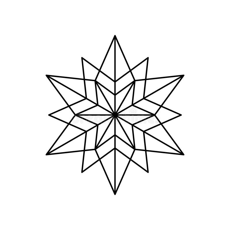 Christmas vetor snowflake origami star bethlehem isolerad på vit bakgrund. snöikon för geometrisk linje. xmas-design stock illustrationer