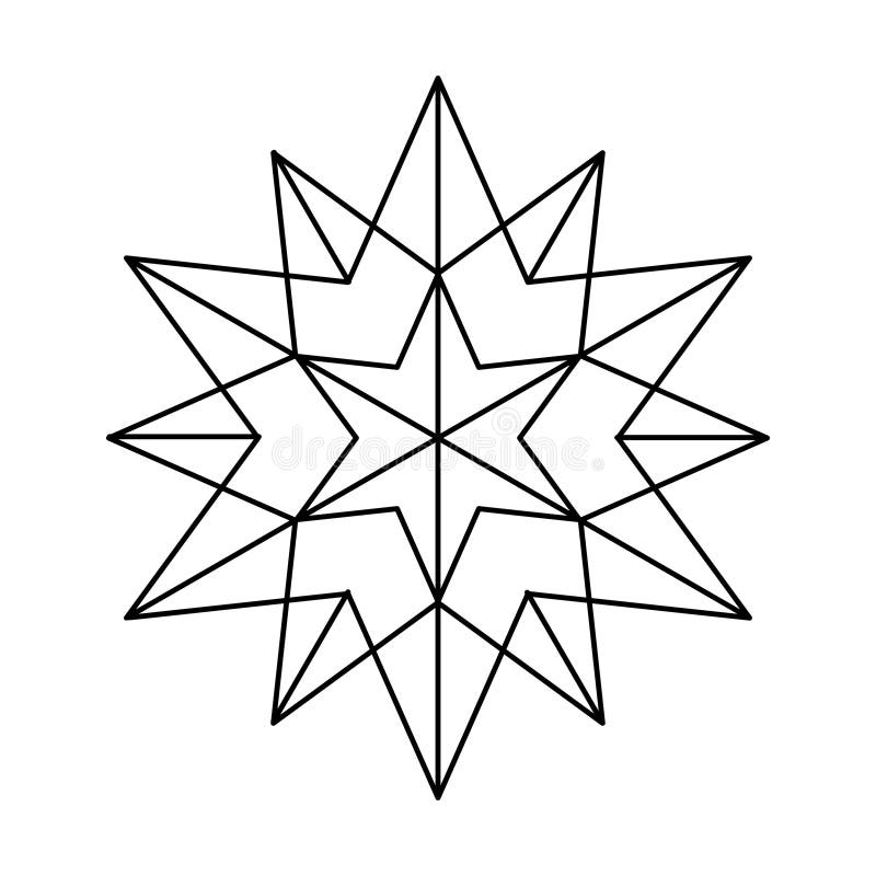 Christmas vetor snowflake origami star bethlehem isolerad på vit bakgrund. snöikon för geometrisk linje. xmas-design royaltyfri illustrationer