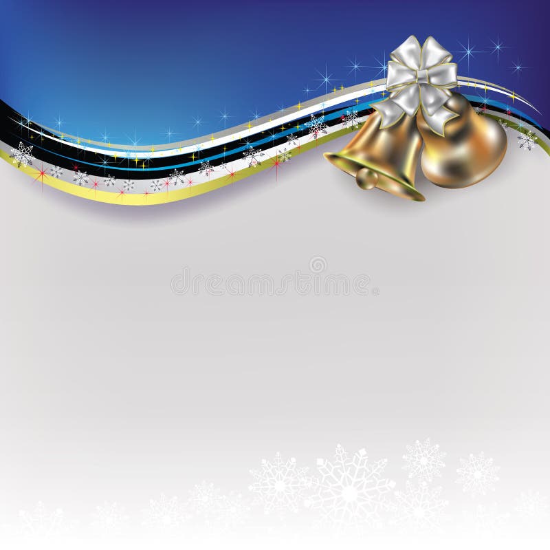 Christmas white greeting with bells and bow