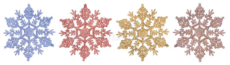 Christmas winter background, banner - view of decorative multicolored snowflakes stock photography