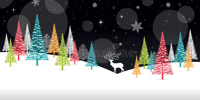 Christmas Winter - Illustration. Christmas Card Black Nature No Text Landscape. Stock Vector - Illustration of letter, abstract: 62245529