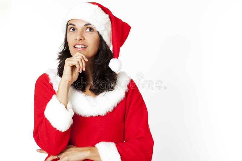 Christmas woman thinking
