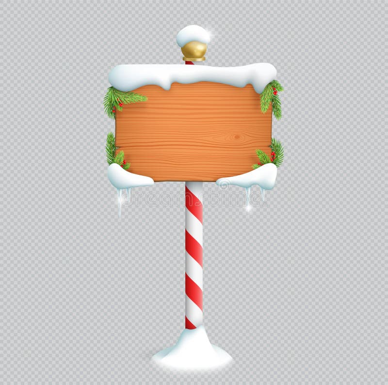 Christmas Wooden Sign Blank With 3d Snow Vector Edit