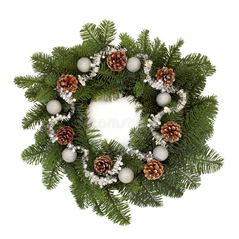 White Christmas Wreath Purple Balls Stock Image - Image of celebration ...