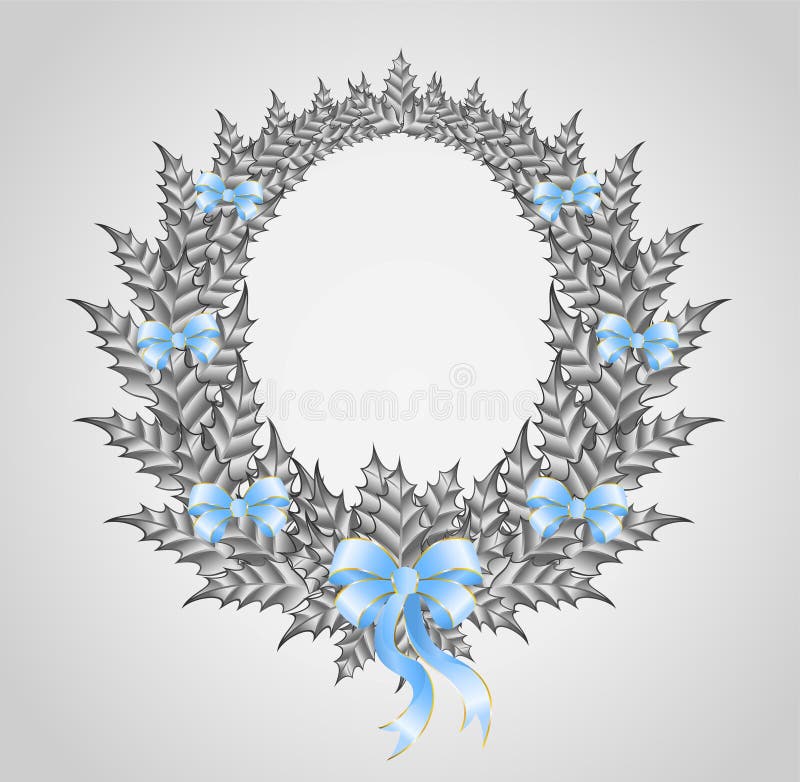 Christmas Wreath with a Bow Stock Vector Illustration of white, icon