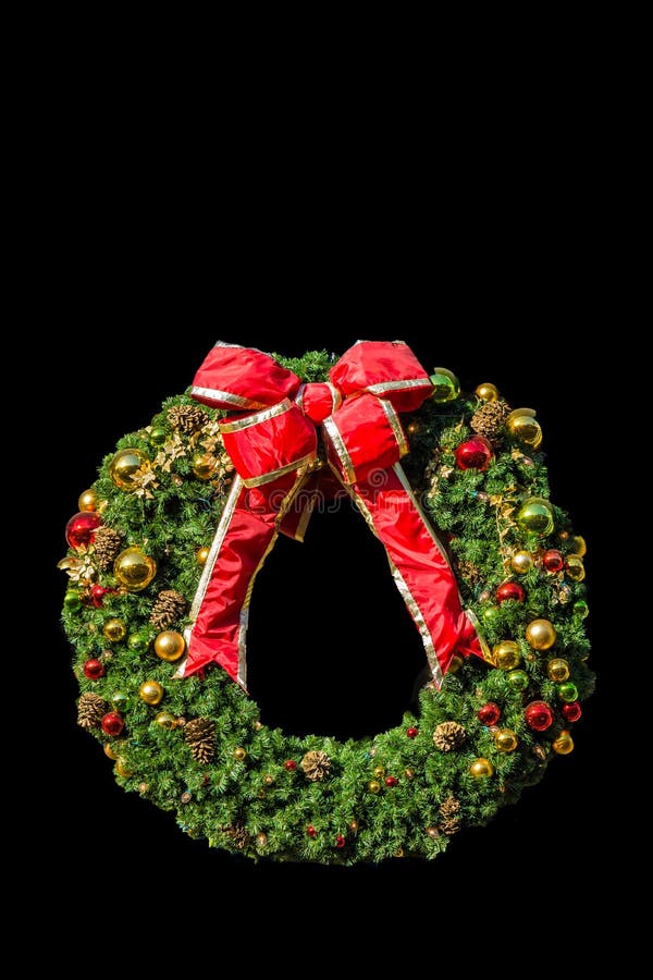 Christmas Wreath with Bright Red Bow Stock Image Image of ered, merry