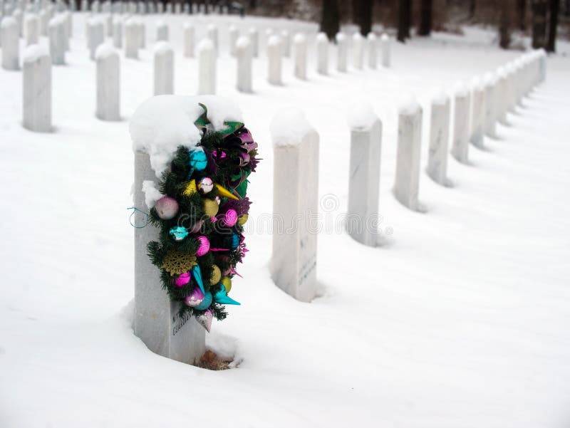 Christmas wreath on a grave