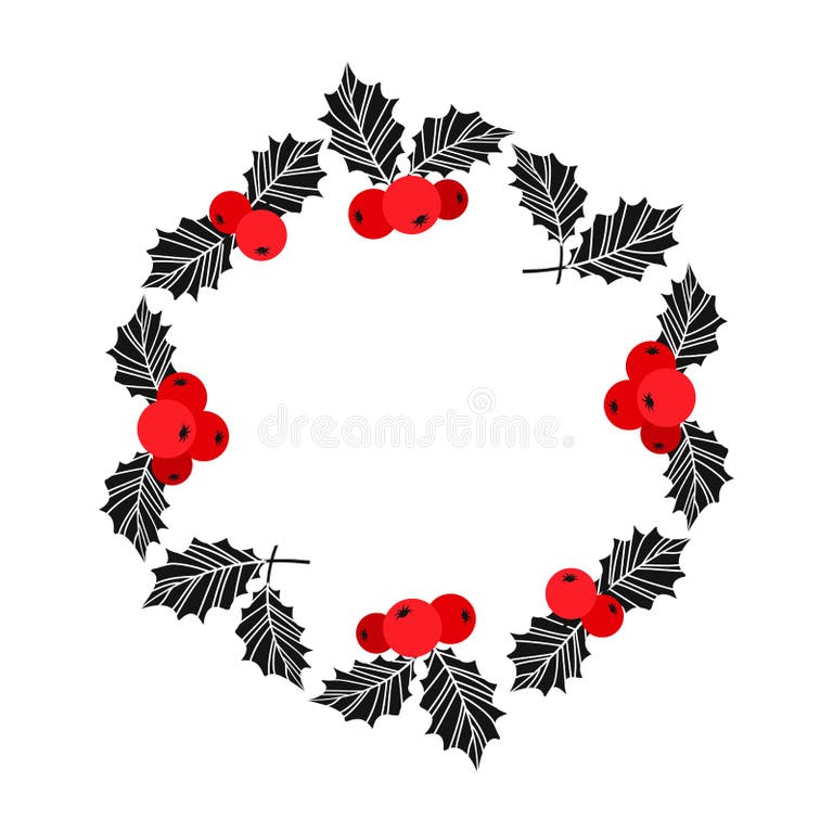 Black White Christmas Wreath Vector Stock Illustrations – 4,191 Black ...