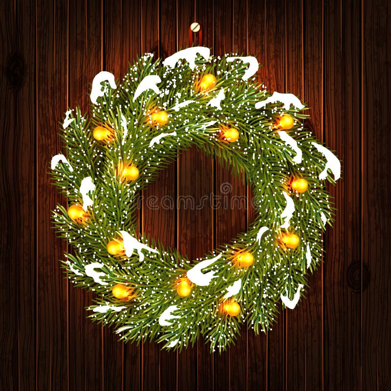 Christmas wreath with light bulbs